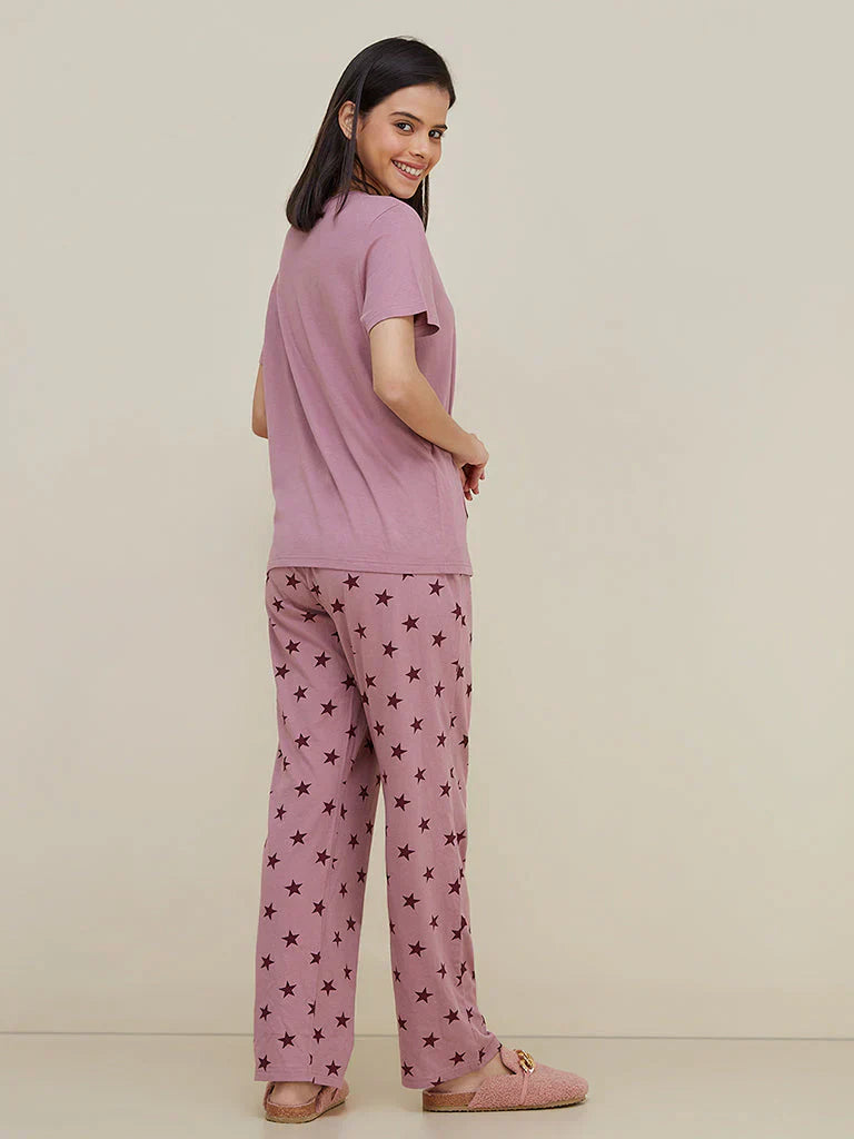 Love Sleep Printed Half Sleeves Night Suit For Her