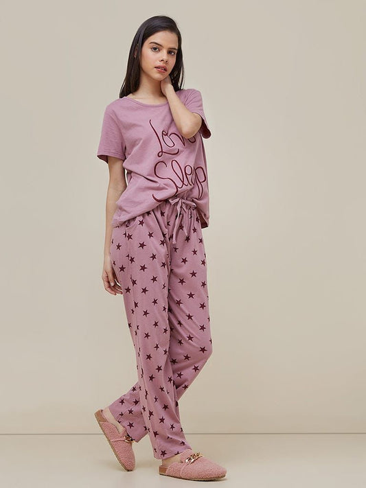 Love Sleep Printed Half Sleeves Night Suit For Her