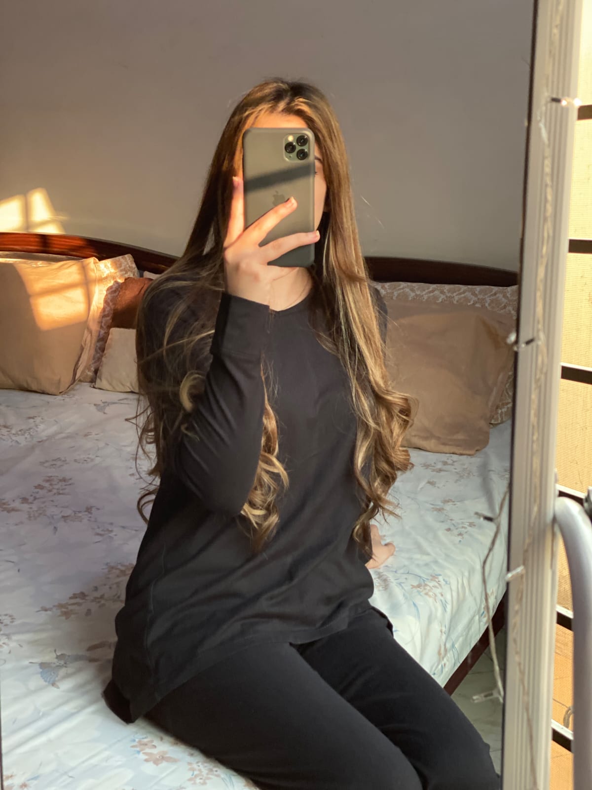 Plain Black V Neck with Palazzo Style Pajama Full Sleeves Suit for Her