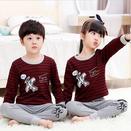 Maroon flying perfomance Kids night suit