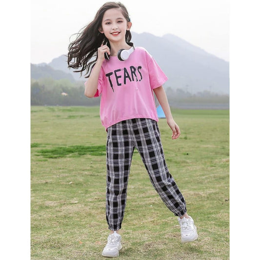 Pink tears printed Kids night suit