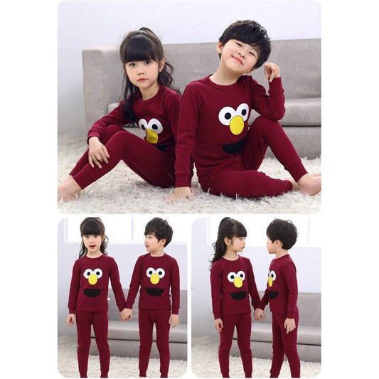 Maroon Elmo printed Kids night suit