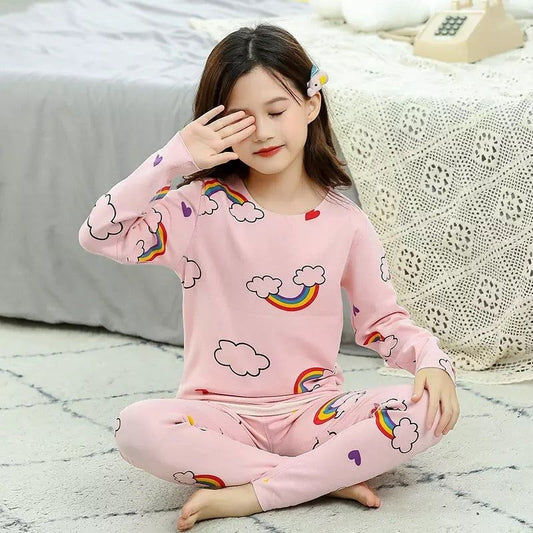 Pink rainbow printed Kids night suit