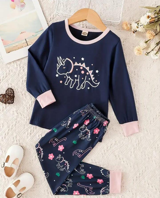 Navy blue Hippo Pajama Night Suit for Kids