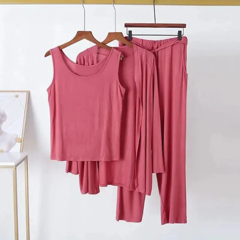 Shocking pink 3 Piece Night suit For Her