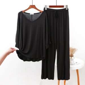 Black Frill Sleeves Shirt with Palazzo Lounge Wear For Her