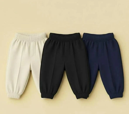 Pack of Three Fleece Stripe Trousers For Boys (Off White, Black, Navy Blue)