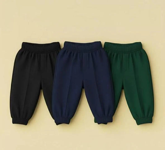 Pack of Three Fleece Stripe Trousers For Boys (Black, Navy Blue, Green)