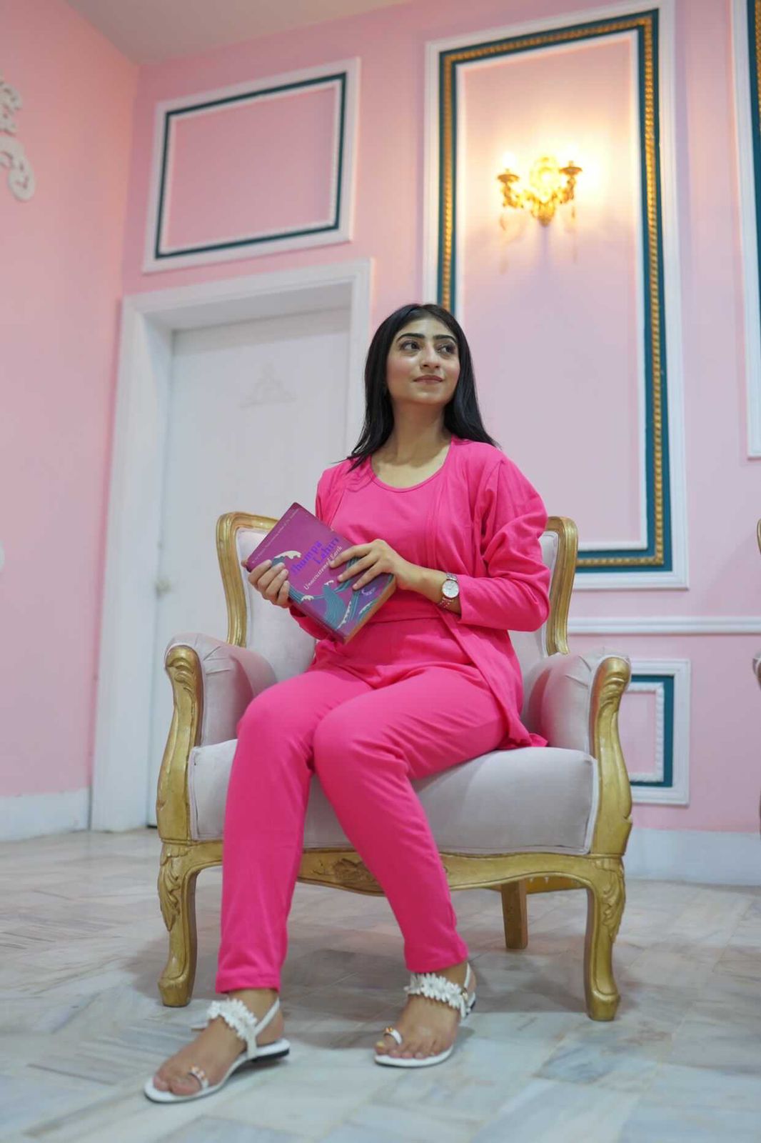 Shocking pink 3 Piece Night suit For Her