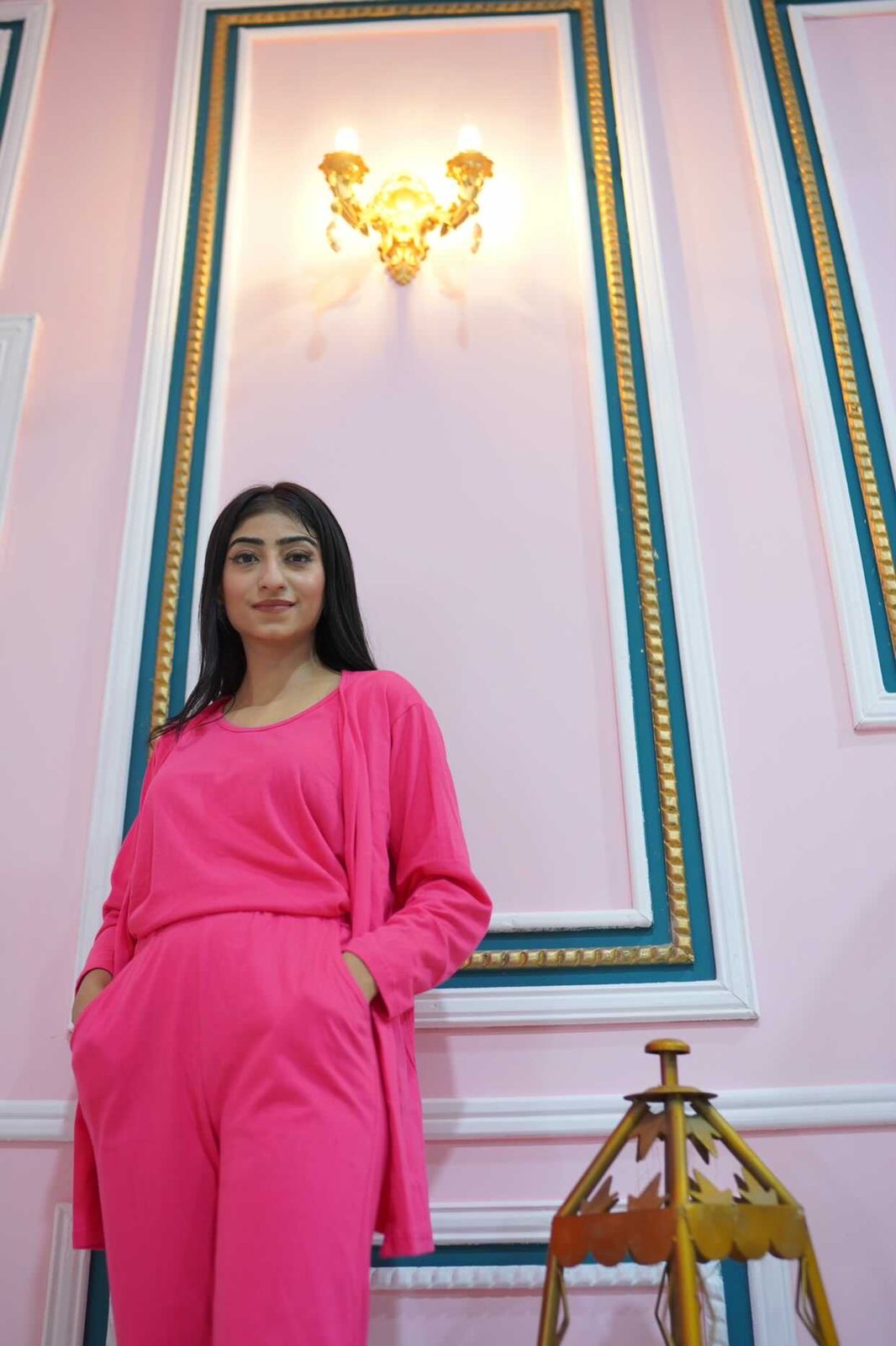 Shocking pink 3 Piece Night suit For Her