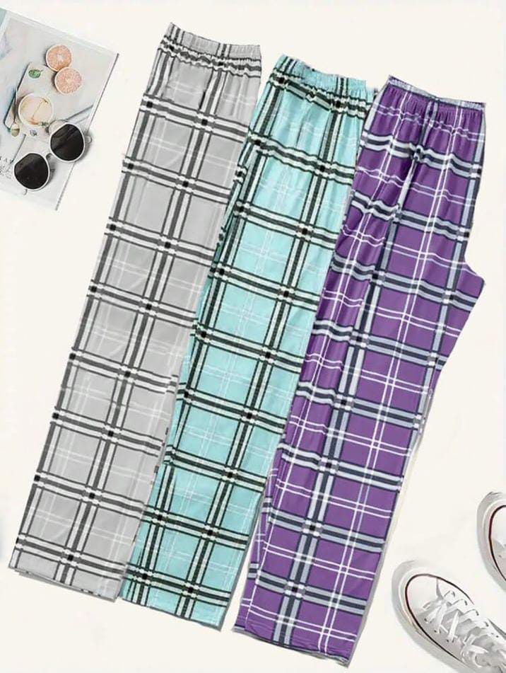 Pack of 3 Check Printed Plazo For Her