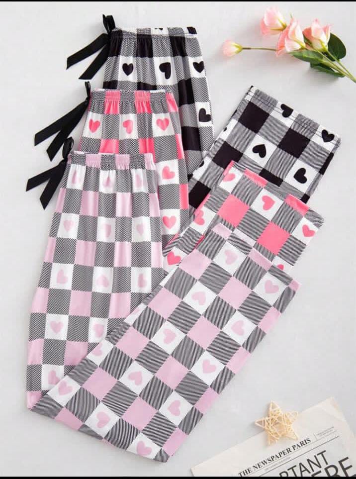 Pack of 3 Checkered Hearts Printed Plazo For Her