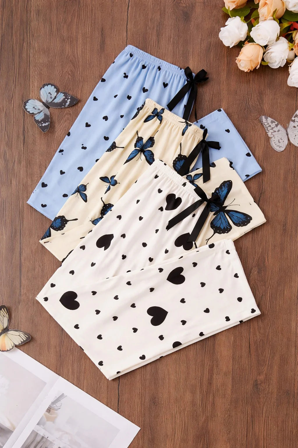 Pack of 3 Butterflies And Hearts Printed Plazo For Her