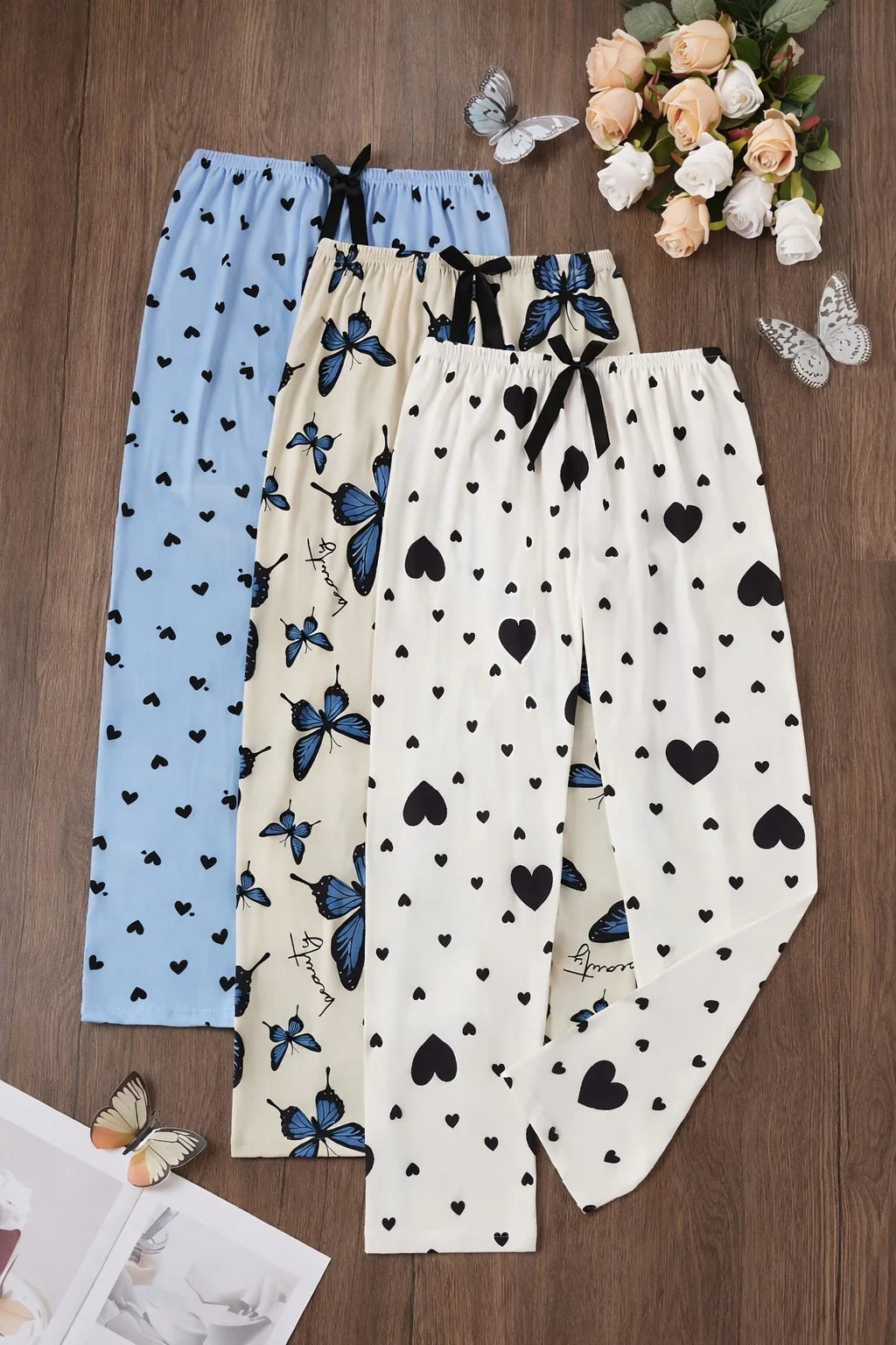 Pack of 3 Butterflies And Hearts Printed Plazo For Her