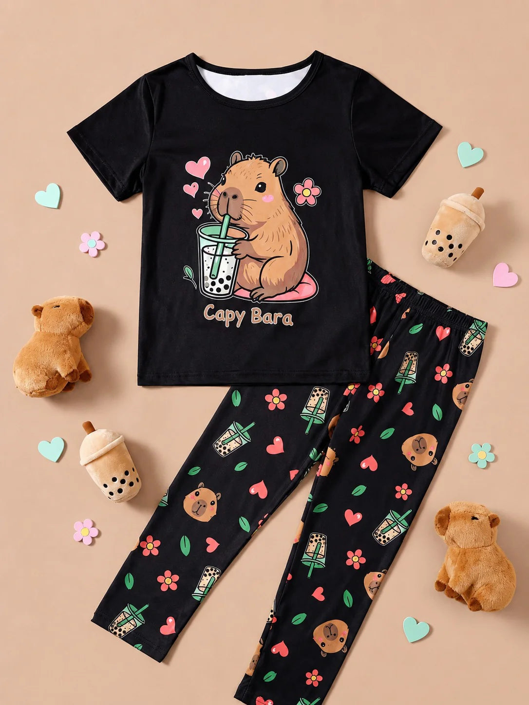 Black Cappy Bara Printed Kid Suit