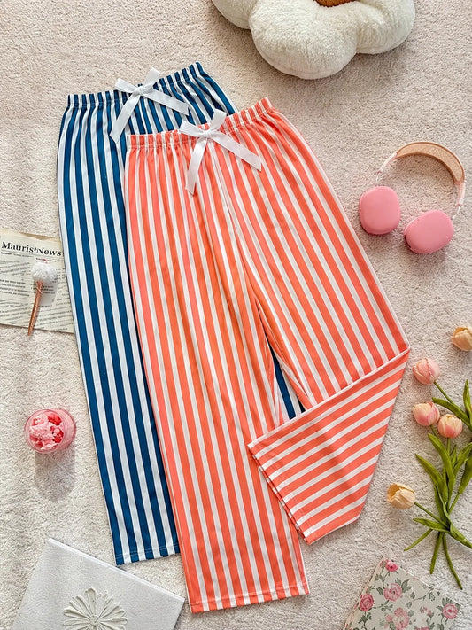 Pack of 2 Blue And Orange Lining Printed Plazzo for her