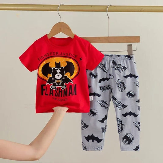 Red Batman printed Kids night suit
