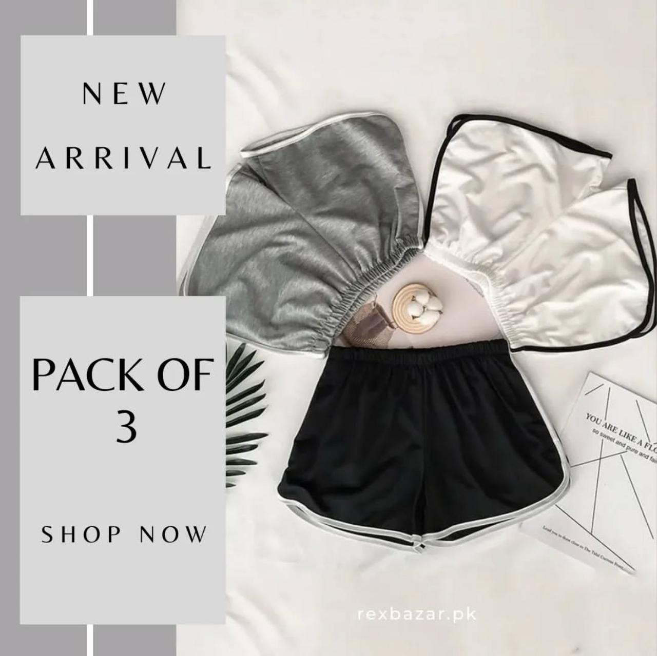 Pack of 3 Plain shorts for Women