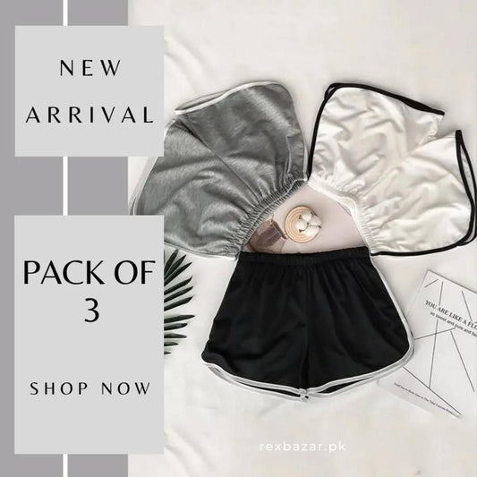 Pack of 3 Plain shorts for Women