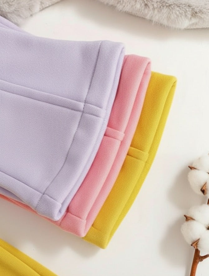 Pack of Three Multi colours Kids Fleece Trousers (purple , pink , yellow)