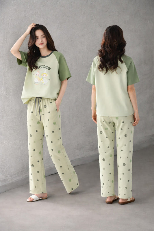 (NEW ) Olive green Carious Printed Night suit For her