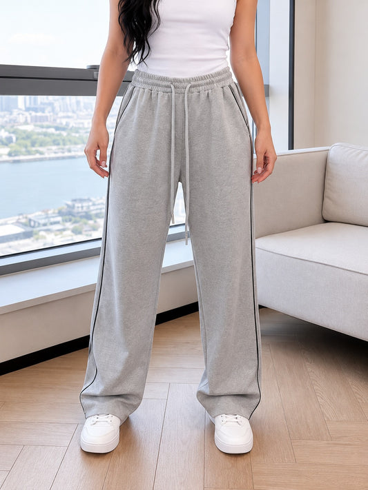 Hezel grey with Black pipen Terry Baggy Plazo for her