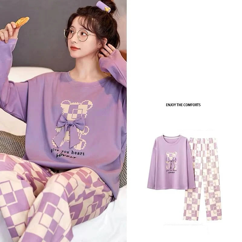 Lilac Give your heart Lovely Full Sleeves with Printed Pajama The Ultimate Dream Wear Sleep Suit