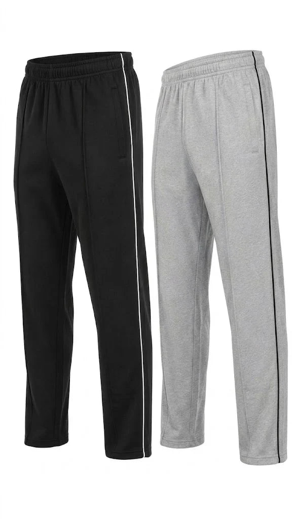 Pack of 2 Front Stitch Terry Trousers (Black,Grey)