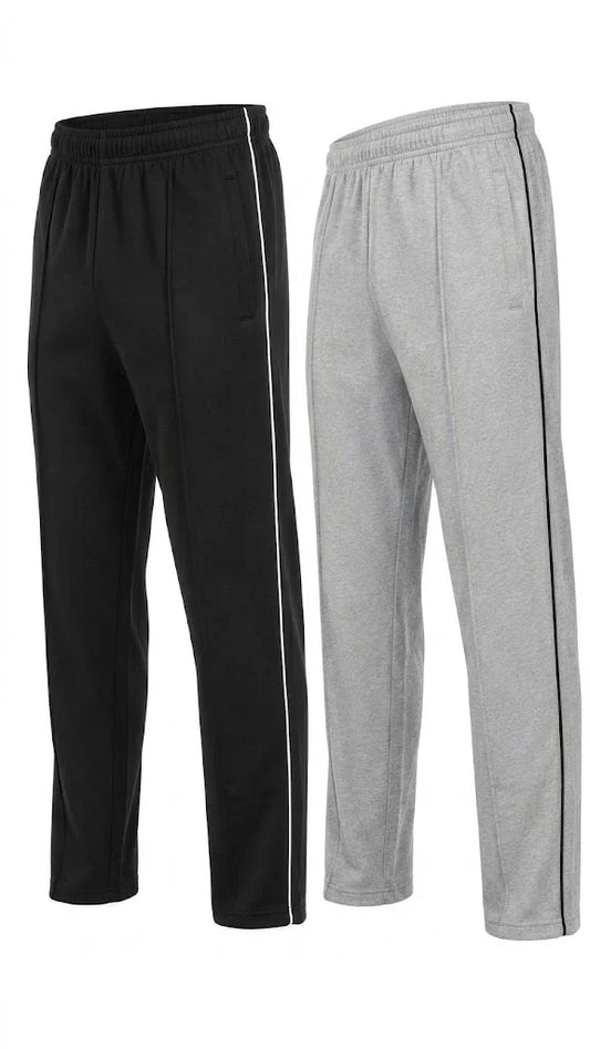 Pack of 2 Front Stitch Terry Trousers (Black,Grey)